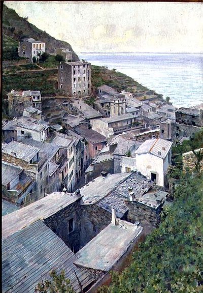 Tak på Riomaggiore (olje på lerret) av Telemaco Signorini