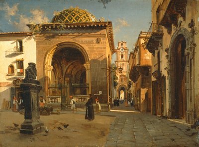 Sedil Dominova Loggia i Sorrento, av Teodoro Duclere, olje på lerret av Teodoro Duclere