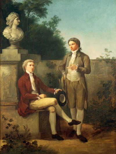 Portrett av to unge menn i hagen, av Teodoro Matteini (1754-1831), olje på lerret av Teodoro Matteini