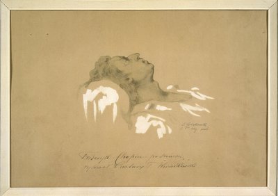 Frederic Chopin (1810-1849) on His Deathbed par Kwiatkowski, Teofil (1809-1891). Blekk, gouache, grafitt på papir av Teofil Kwiatkowski