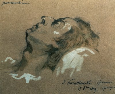 Den polske komponisten og pianisten Frederic Chopin (1810-1840) på dødsleiet, skisse av Teofil Kwiatkowski (1809-1891) av Teofil Kwiatkowski