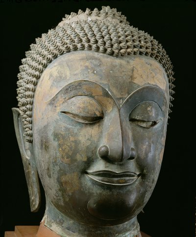 Hodet til en gigantisk Buddha (bronse) av Thai