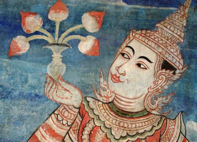 Detalj fra et veggmaleri i Viharn laikam ved Wat Phra Singh av Thai School