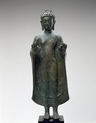Stående Buddha, sent på 800-tallet (bronse) av Thai School