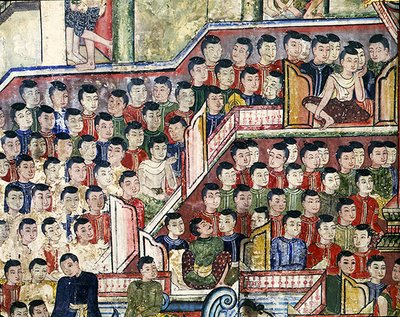 Wiharn Laikarn, episode fra Jataka Sang Thong (fresco) av Thai School