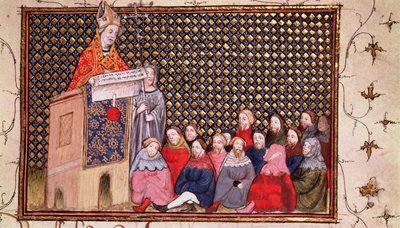 Harl 1319 f.12 Erkebiskop Arundel forkynner for Henrys sak, fra 