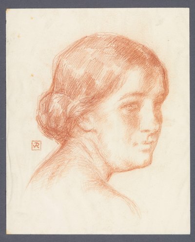 Portrett av en ukjent kvinne av Theo Van Rysselberghe (signed by artist)