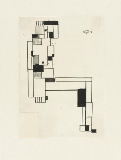 Sittende naken kvinne med hånden på hodet Sittende naken kvinne av Theo van Doesburg (signed by artist)