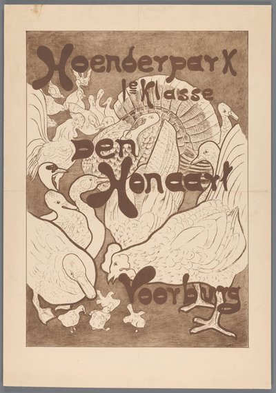 Plakat for Hoenderpark 1. klasse Den Honaart Voorburg av Theo van Hoytema (possibly)