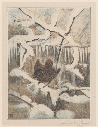 Wren på snødekt gren av Theo van Hoytema (signed by artist)