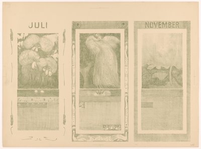 Kalendere for juli, august og november 1910 av Theo van Hoytema