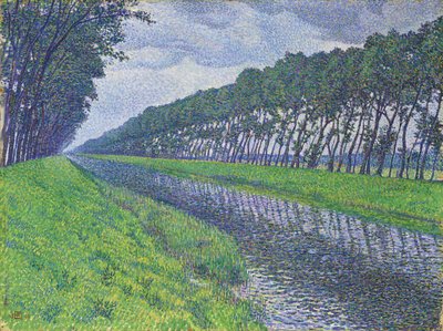 Kanal i Flandern; Kanalen i Flandern i trist vær, 1894 av Théo van Rysselberghe