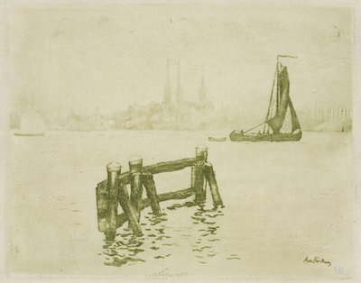 Utsikt over Amsterdam av Théo van Rysselberghe