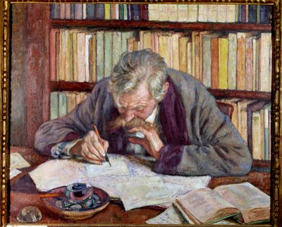 Portrett av den belgiske poeten Emile Verhaeren (1885-1916) på kontoret hans Maleri av Theodore Van Rysselberghe (1862-1926) Paris fra det 20. århundre. Kommunalt museum for moderne kunst av Théo van Rysselberghe