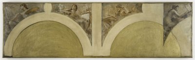 Skisse til Salon des Arts på Hôtel de Ville i Paris: Maleri, skulptur, arkitektur, dyptrykk, ca. 1891 (olje på lerret) av Theobald Chartran