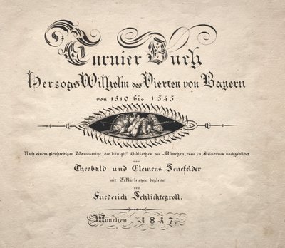 Bok om turneringer: Tittelside, 1817. av Theobald Senefelder