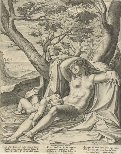 Sovende Venus og Amor av Theodoor Galle