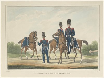 Riflemen til hest i Haag, 1830 Rifle on Horse of The Hague (tittel på objekt) av Theodoor Soeterik