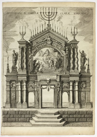 Scene til minne om Isabella Clara Eugenia, plate 24 fra Casperius Gevartius, Triumphal Entry of the Most Serene and Honorable Cardinal-Infante Ferdinand av Theodoor van Thulden