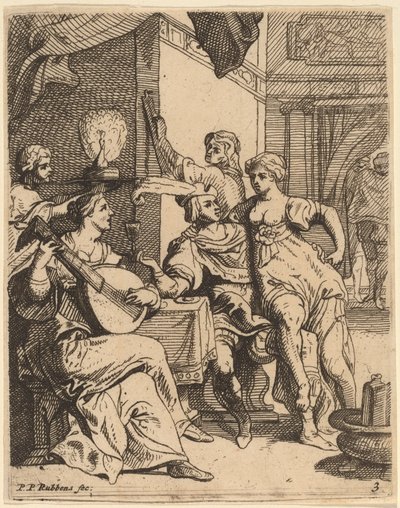 Den fortapte sløsing med stoffet sitt i tavernaen av Theodoor van Thulden after Sir Peter Paul Rubens