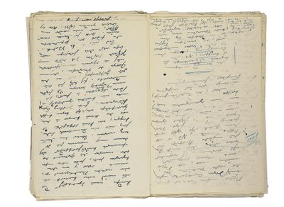 Autografmanuskriptutkast til artikler om Berlins liv og samfunn, sammen med et fragment av et utkast til en roman, ca. 1878-94 (penn og blekk på papir) av Theodor Fontane