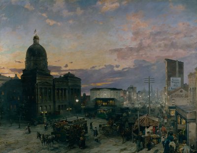 Washington Street, Indianapolis i skumringen av Theodor Groll