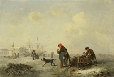 The Newa i St Petersburg (Leningrad) om vinteren av Theodor Hildebrandt
