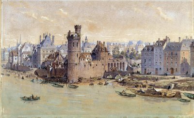 Utsikt over tårnet i Nesles i Paris på 1600-tallet. Akvarell av Theodore Joseph Hubert Hoffbauer (1839-1922) 1800-tallet. Paris, Musee Carnavalet av Theodor Josef Hubert Hoffbauer