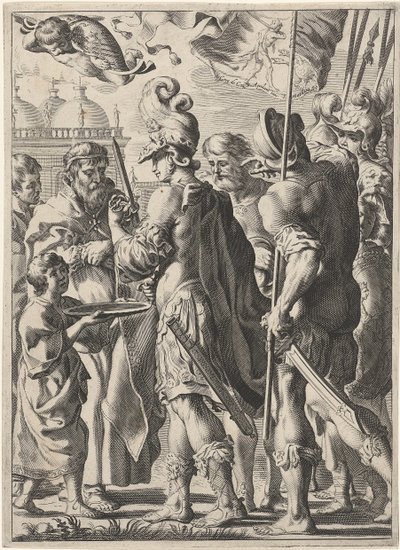 Alexander den store klipper den gordiske knuten, 1600-tallet av Theodor Matham