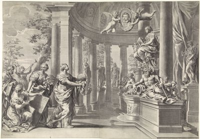 Allegorisk representasjon: visdommens tempel (Sapienta) av Theodor Matham