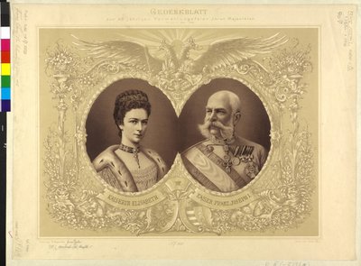 Østerrikes keiser med familie Minnepapir fra 40-års bryllupsseremonien til Hennes Majestet 24. april 1854 1894 av Theodor Mayerhofer