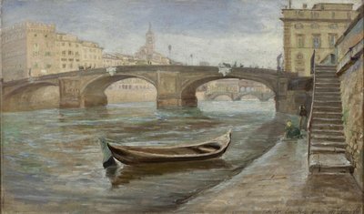 En overskyet dag i Firenze nær Ponte Santa Trinità av Theodor Philipsen