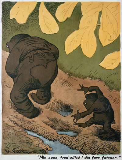I fars fotspor (akvarell og penn) av Theodor Kittelsen