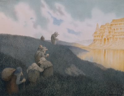 På vei til fest på Trollborgen av Theodor Kittelsen