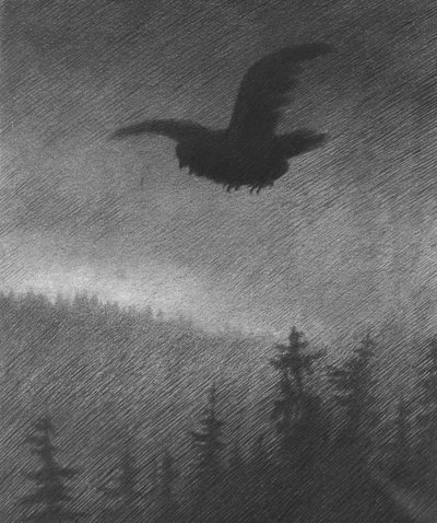 Svartedauden (tegning) av Theodor Severin Kittelsen