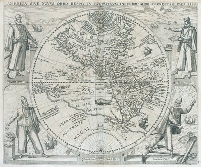 Et kart over Amerika, 1590-1601 av Theodor de Bry
