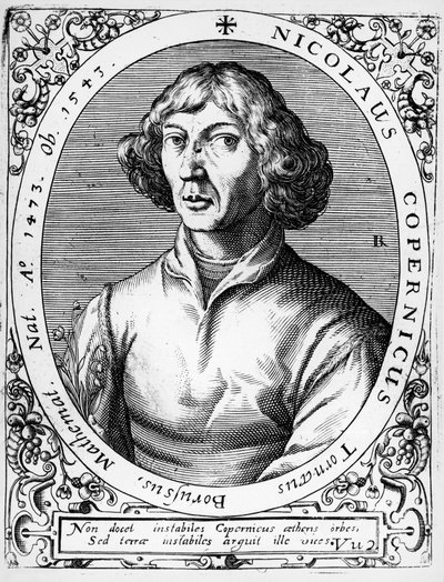 Portrett av Mikolaj Kopernik kjent som Nicolaus Copernicus (Torun av Theodor de Bry