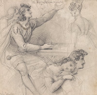 Et ark med skisser - Teaterstudier av Theodor von Holst
