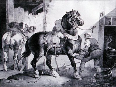 The Forge (litho) av Theodore (after) Gericault