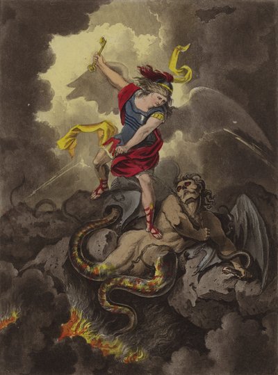 Satan lenket (etsing) av Theodore (after) Lane