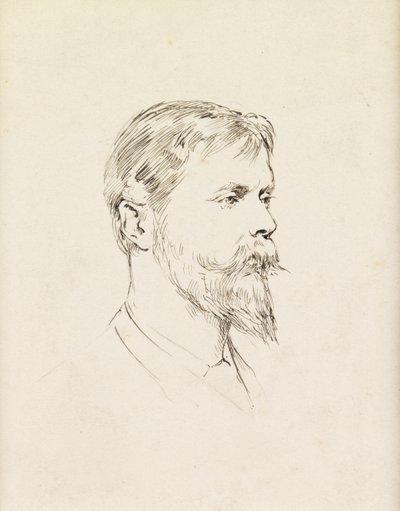 Portrett av Sir Ernest Waterlow, en profil (penn og blekk på papir) av Theodore Blake Wirgman
