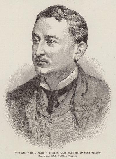 Høyre ærede Cecil J Rhodes, avdøde premier for Cape Colony av Theodore Blake Wirgman