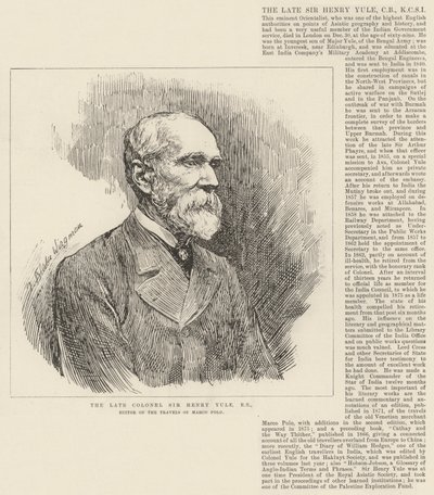 Avdøde oberst Sir Henry Yule, RE, redaktør for The Travels of Marco Polo av Theodore Blake Wirgman