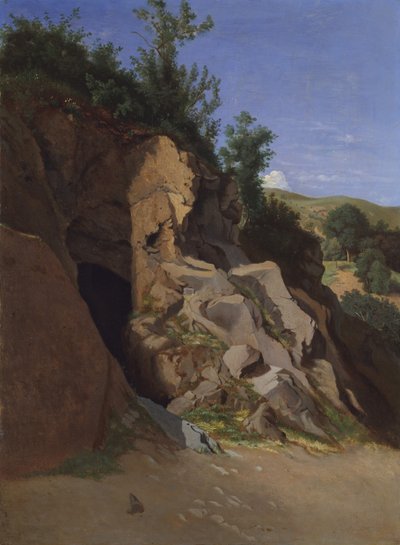 Landskap med en hule. av Theodore Caruelle d