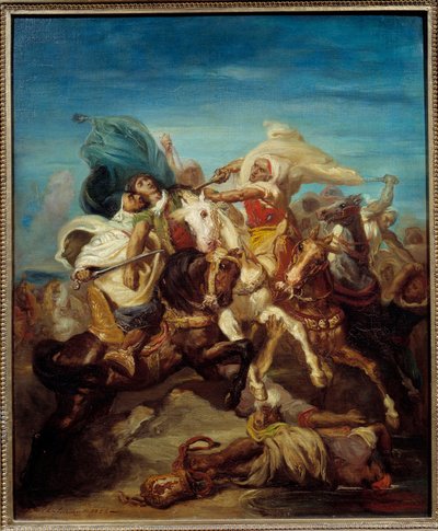 Battle of Arab Horsemen-maleri av Theodore Chasseriau (1819-1856) 1856 Søn. 0,65x0,54 m av Théodore Chassériau