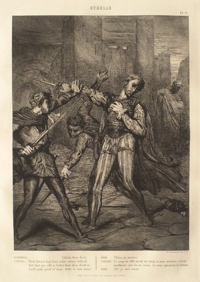 Othello-suite: nr. 10 (akt 5, scene 1: Gatekampen: Rodrigo og Cassio) av Théodore Chassériau