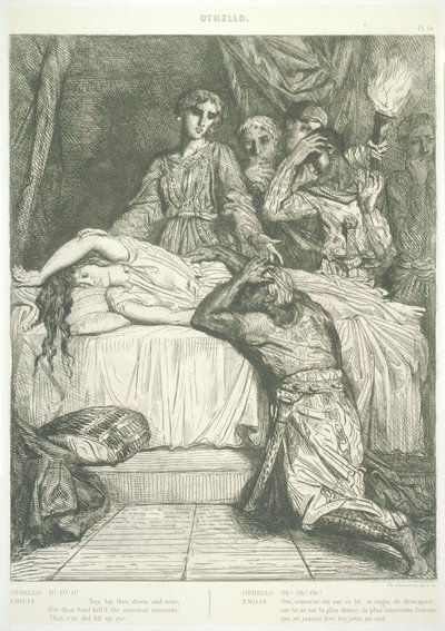 Tavle 14 (Akt V, scene II), fra Othello: Femten raderinger av Théodore Chassériau