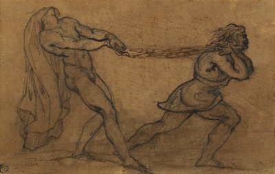 En naken mann trukket av en annen mann, av Theodore Gericault