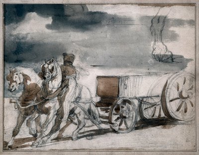 Ammunisjonsvogn avfyrt av to hester av Theodore Gericault