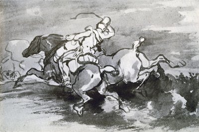Artillerist som leder hestene sine inn i feltet, 1913. av Theodore Gericault